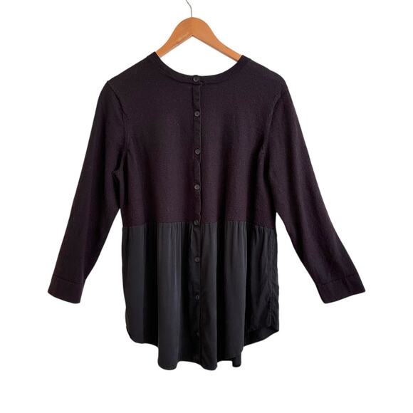 Universal Standard Mixed Media Back Button Top Sz Large (22-24) Wool Blend Black - Picture 4 of 7